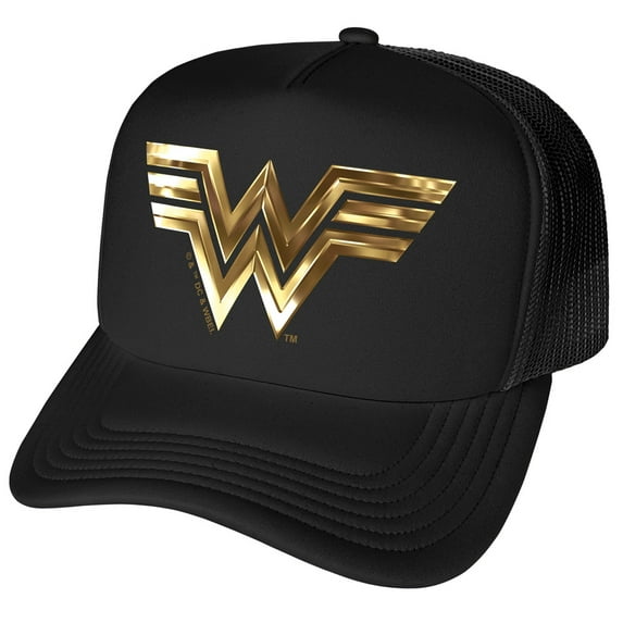 Wonder Woman Golden Logo Foam Snapback Trucker Hat - Unisex for Men and Women