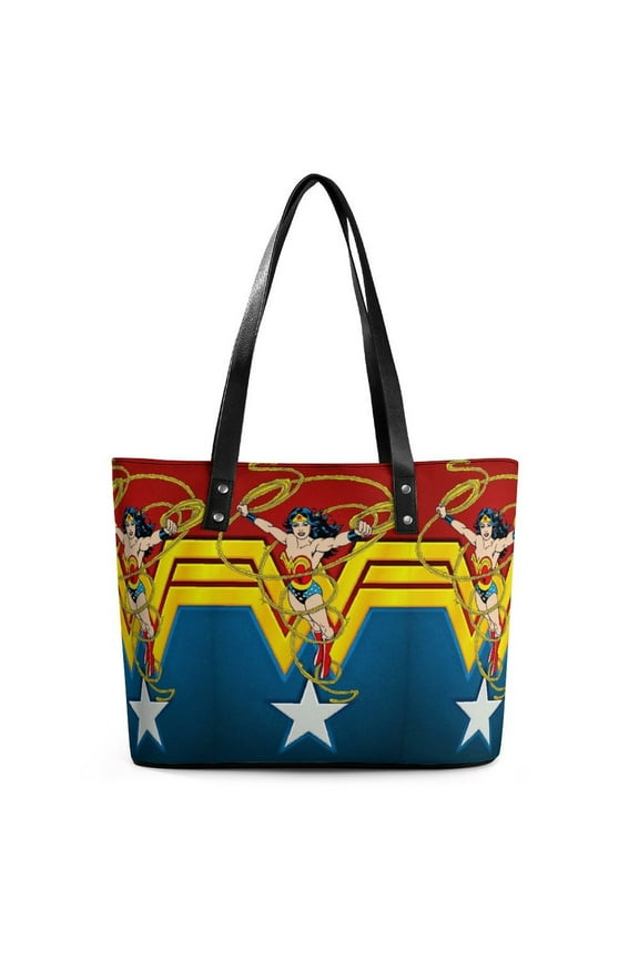 Wonder Woman Handbag For Women Leather Shoulder Bag Casual Big Capacity Novelty Tote Bag