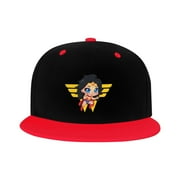 Wonder Woman Kid'S Cartoon Baseball Cap,Adjustable Hip Hop Hat Flat Brim, Breathable Sun Hat For Boys Girls Red
