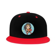 Wonder Woman Kid'S Cartoon Baseball Cap,Adjustable Hip Hop Hat Flat Brim, Breathable Sun Hat For Boys Girls Red