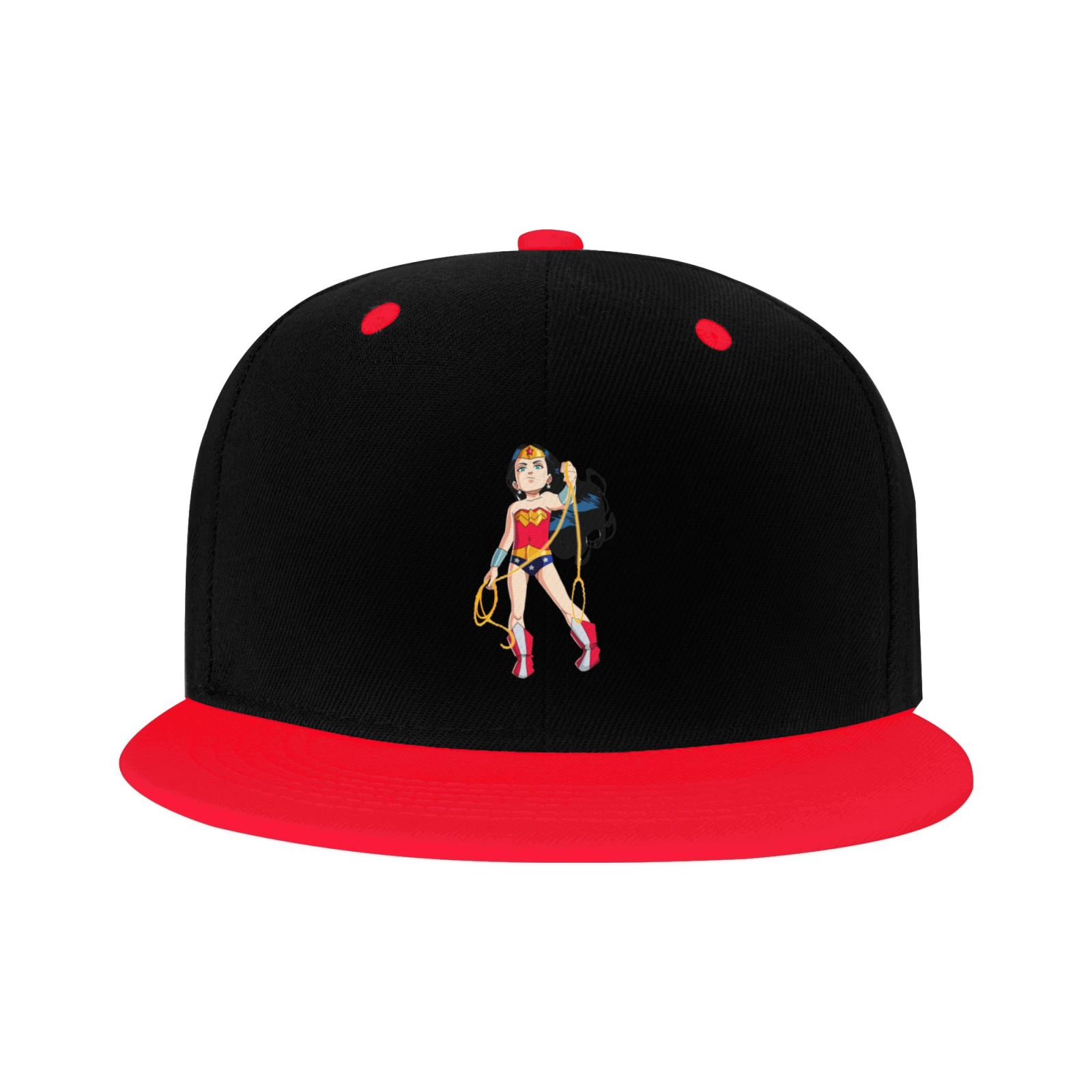 Wonder Woman Kid'S Cartoon Baseball Cap,Adjustable Hip Hop Hat Flat Brim, Breathable Sun Hat For Boys Girls Red