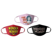 Wonder Woman Kids Cloth Face Masks Cotton Pack of 3 Washable Reusable Non-Medical