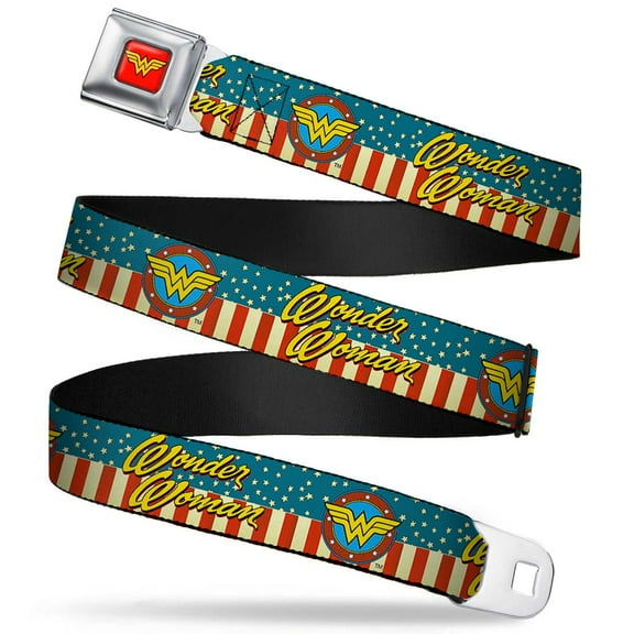 Wonder Woman Logo Full Color Red Wonder Woman Logo Americana Red White Blue Seatbelt Belt Standard