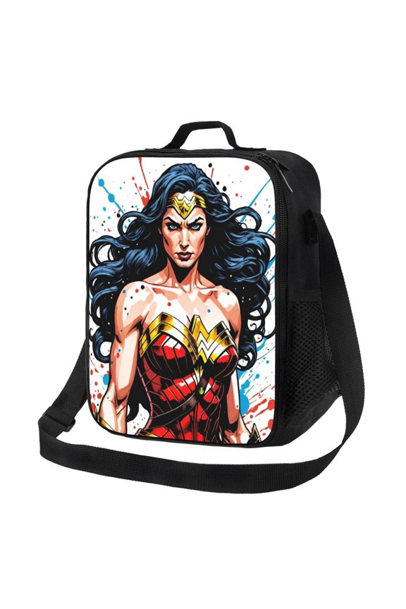 Wonder Woman Lunch Bags Adorable Reusable Insulated Lunch Boxes with Shoulder Strap, Cooler Tote Bag for Work Picnic School Travel Hiking Beach or Fishing