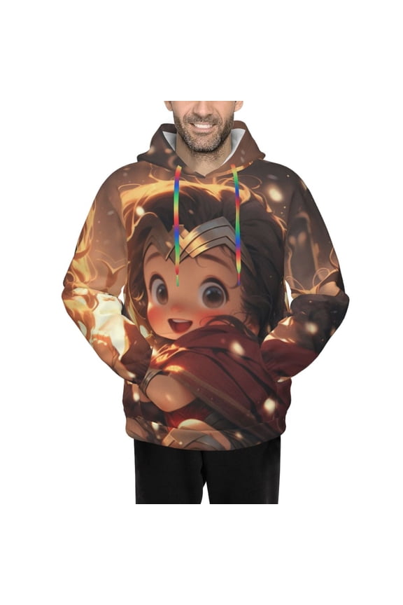 Wonder Woman Men's Hoodie Novelty Pattern Adult Hooded Sweatshirts Casual Unisex Pullover for Women Youth