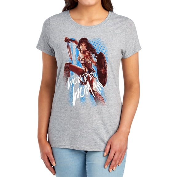 Wonder Woman Movie American Hero Women's T Shirt, Athletic Heather, Small