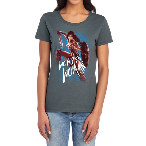 Wonder Woman Movie American Hero Women's T Shirt, Charcoal, Large
