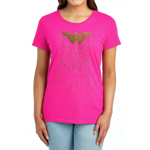 Wonder Woman Movie Armor Outline Women's T Shirt, Hot Pink, 2X-Large