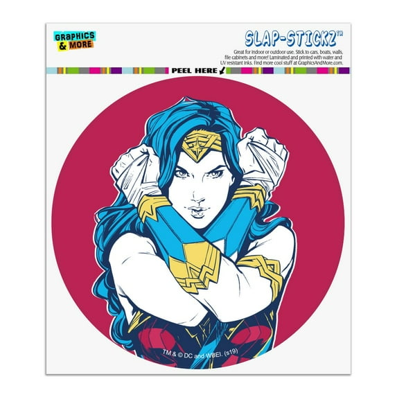 Wonder Woman Movie Crossed Arms Automotive Car Window Locker Circle Bumper Sticker