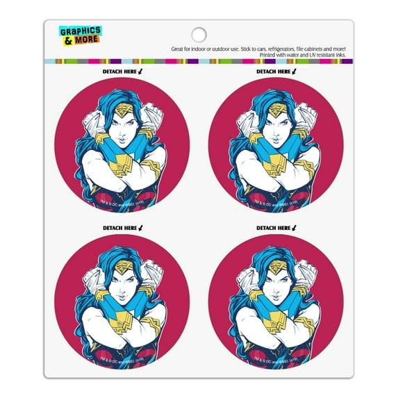 Wonder Woman Movie Crossed Arms Refrigerator Fridge Locker Vinyl Circle Magnet Set