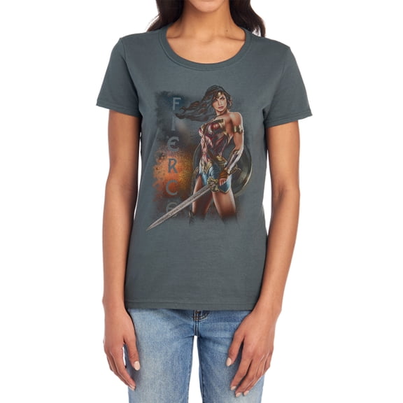 Wonder Woman Movie Fierce Women's T Shirt, Charcoal, Large