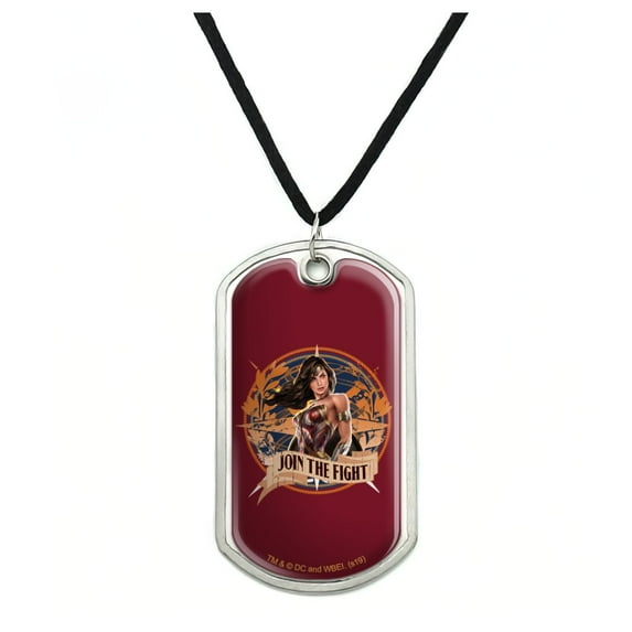 Wonder Woman Movie Join the Fight Military Dog Tag Pendant Necklace with Cord