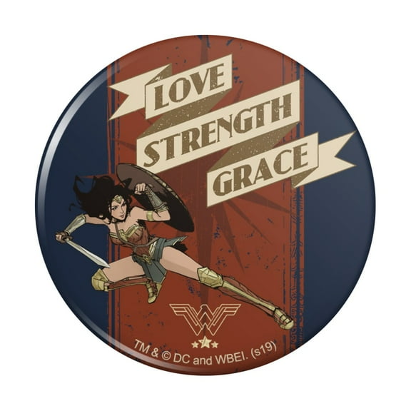Wonder Woman Movie Love, Strength, Grace Pinback Button Pin
