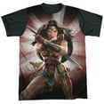 thumbnail image 1 of Wonder Woman Movie Protector Of Humanity Officially Licensed Black Back Sublimation Adult T Shirt, 1 of 4