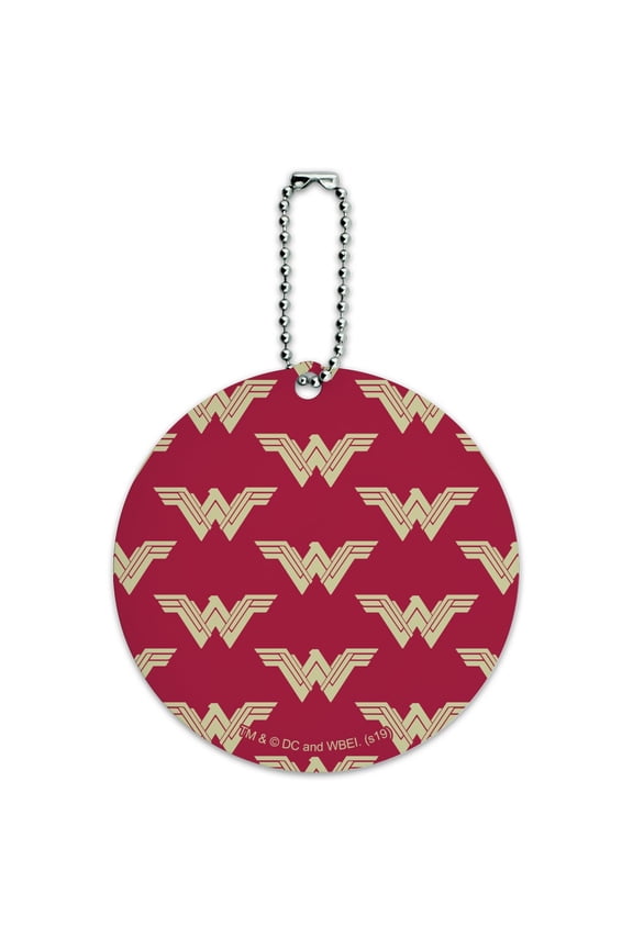 Wonder Woman Movie Red Logo Pattern Round Luggage ID Tag Card Suitcase Carry-On