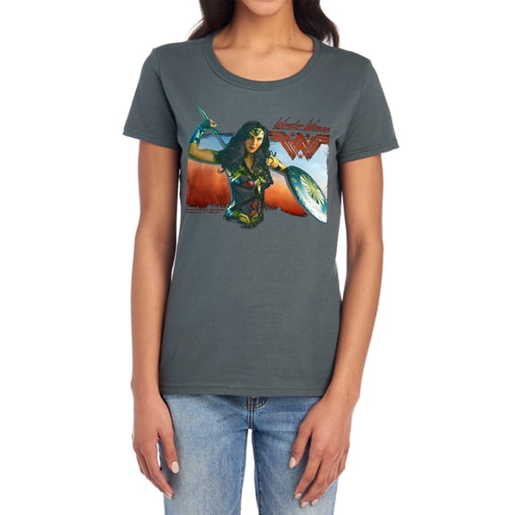 Wonder Woman Movie Warrior Woman Women's T Shirt, Charcoal, Small