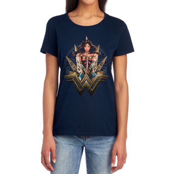 Wonder Woman Movie Wonder Blades Women's T Shirt, Navy, 2X-Large