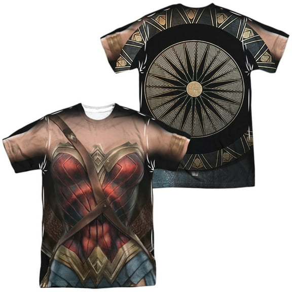 Wonder Woman Movie Wonder Uniform Unisex Adult Sublimated Costume T Shirt (Front/Back), Medium Multicolor