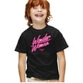 thumbnail image 1 of Wonder Woman Neon Logo Kids T Shirt for Youth Boys and Girls, Black, Small, 1 of 4