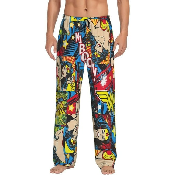 Wonder Woman Pajama Pants Drawstring Elastic Waistband Loungewear Comfy Separate Bottoms Sleep PJ Pants for Men Women Small