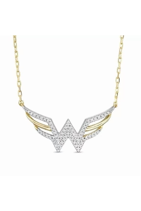 Wonder Woman Pendant Necklace for Her  1.50 Ct Natural Moissanite, 14K Two-Tone Gold Plated, Superhero Jewelry Gift