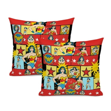 Wonder Woman Pillowcase Set Anime Throw Pillow Cover 2 Pieces Christmas Keepsake Gifts Two Sides Design No Filling 16x16Inch