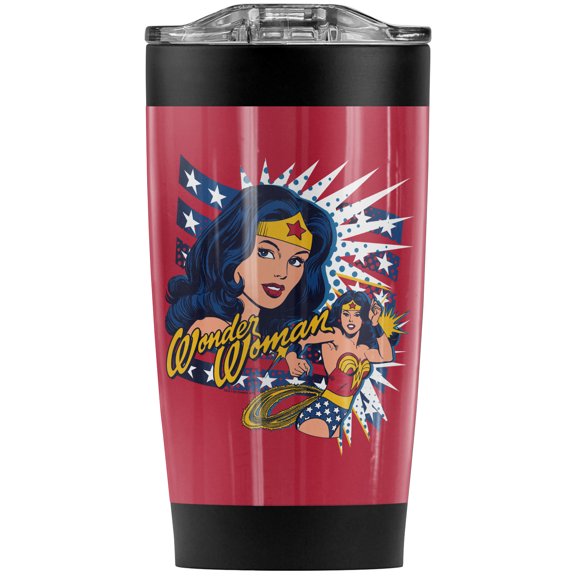 Wonder Woman Pop Art Wonder Stainless Steel Tumbler 20 oz Coffee Travel Mug/Cup, Vacuum Insulated & Double Wall with Leakproof Sliding Lid | Great for Hot Drinks and Cold Beverages
