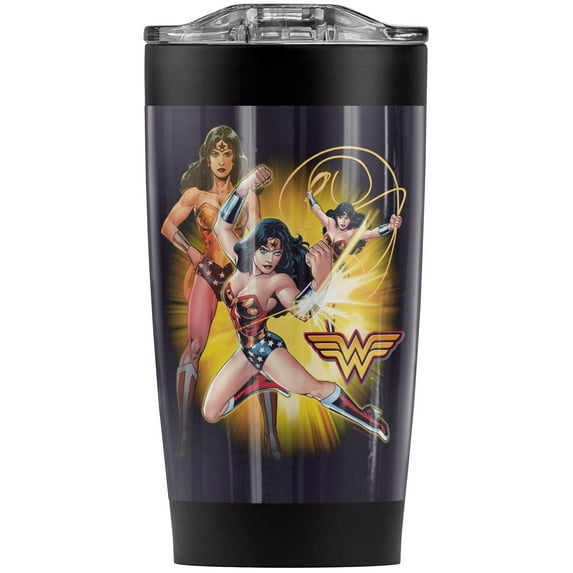 Wonder Woman Poses Stainless Steel Tumbler 20 oz Coffee Travel Mug/Cup, Vacuum Insulated & Double Wall with Leakproof Sliding Lid | Great for Hot Drinks and Cold Beverages