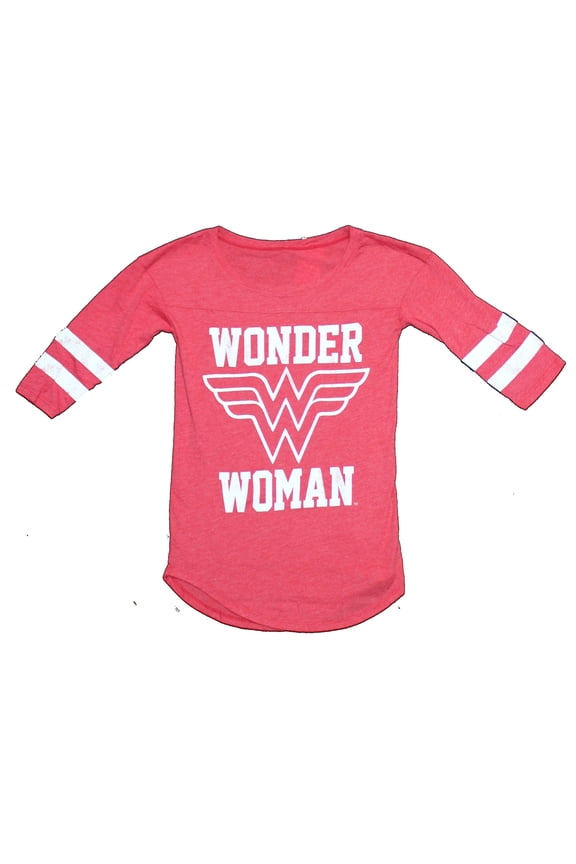 Wonder Woman Ragland Girls Juniors T-Shirt - White Print WW in Name Image (X-Small)
