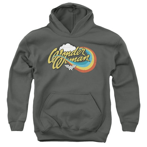 Wonder Woman Rainbow 1 Kids Pull-Over Hoodie (X-Large) for Youth Boys and Girls, Charcoal
