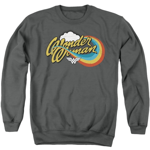 Wonder Woman Rainbow 1 Unisex Adult Crewneck Sweatshirt,Charcoal, 2X-Large