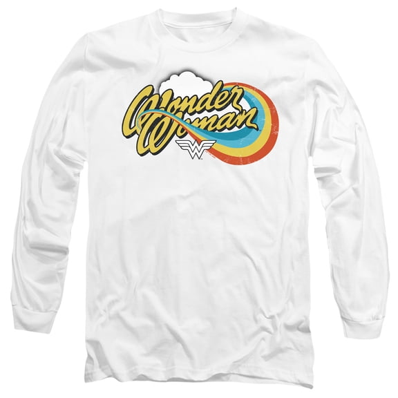 Wonder Woman Rainbow 2 Unisex Adult Long-Sleeve T Shirt,White, Large