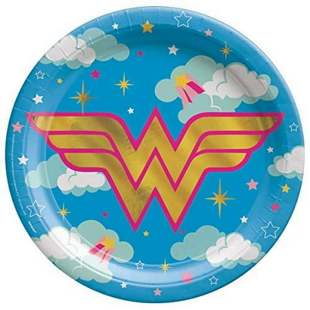 Wonder Woman Round Dessert Plates, 7" - 8 Pcs.