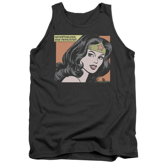 Wonder Woman She Persisted Adult Tank Top Charcoal