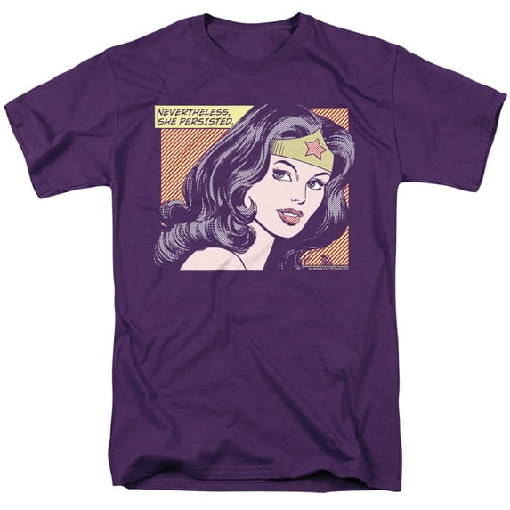 Wonder Woman She Persisted Unisex Adult T Shirt, Purple, Medium