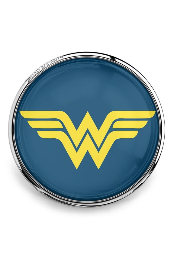 Snap Jewelry 18MM Blue Ginger Charm Button with Iconic Golden Hero Symbol