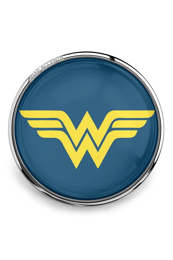 Snap Jewelry 18MM Blue Ginger Charm Button with Iconic Golden Hero Symbol