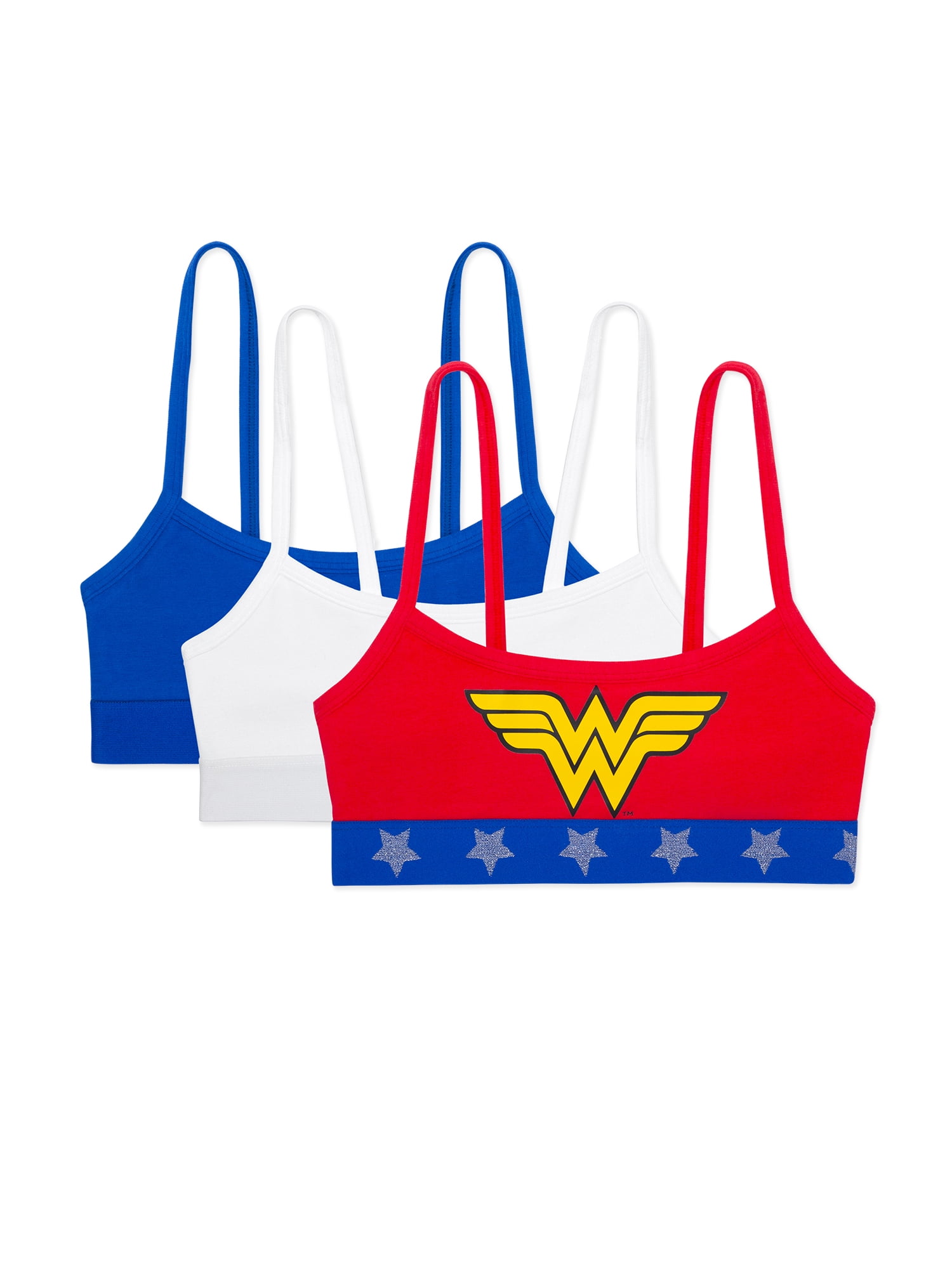 Wonder Woman Sports Bra 3-Pack, Sizes 30-38 