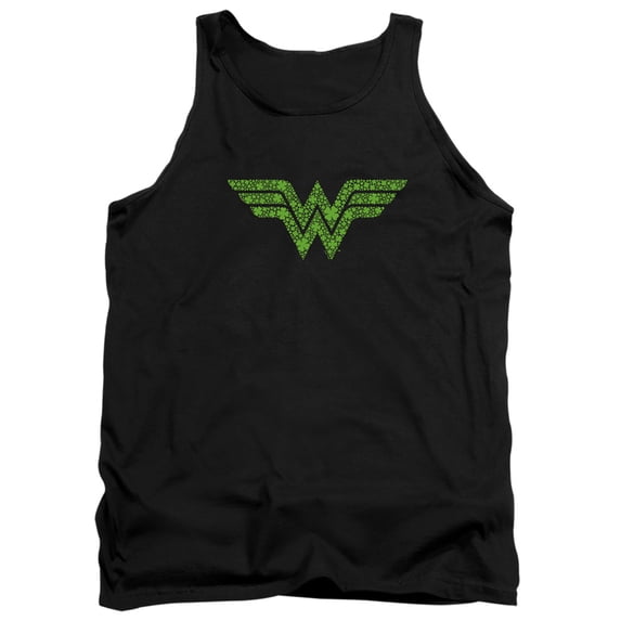 Wonder Woman St. Patrick's Day Shamrock Logo Unisex Adult Tank Top,Black, Medium