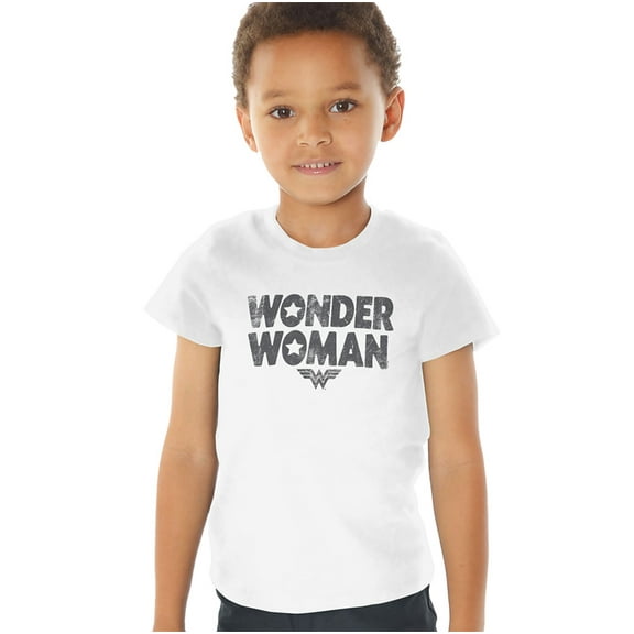 Wonder Woman Star Logo Kids T Shirt (4) for Toddler Boys and Girls, White