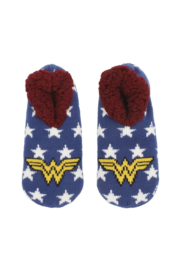 Wonder Woman Themed Star Pattern Women's Slipper Socks-Large-X-Large