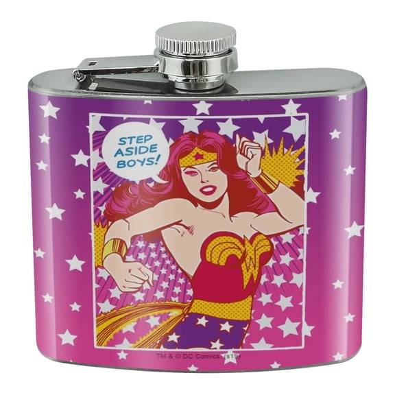 Wonder Woman Step Aside Boys Stainless Steel 5oz Hip Drink Kidney Flask