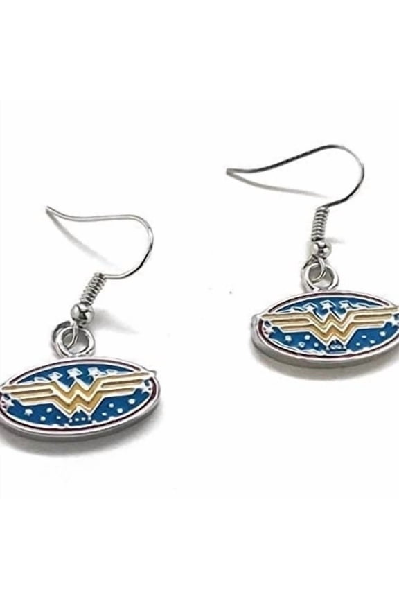 Wonder Woman Superhero Drop Earrings - Justice League DC Comics Jewelry Gift for Cosplay