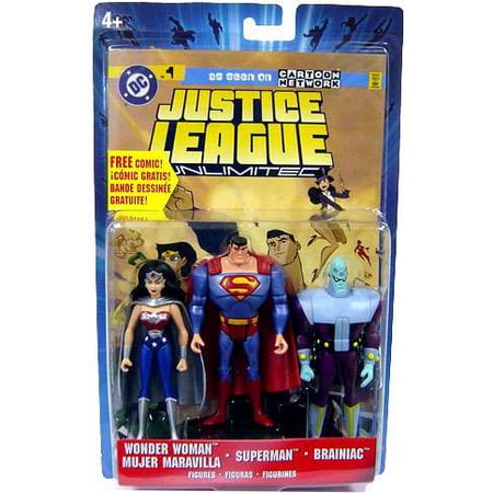 Wonder Woman, Superman & Brainiac Action Figure 3-Pack Metallic