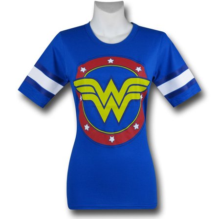 Wonder Woman Symbol Blue Hockey Women's T-Shirt-Fitted Medium