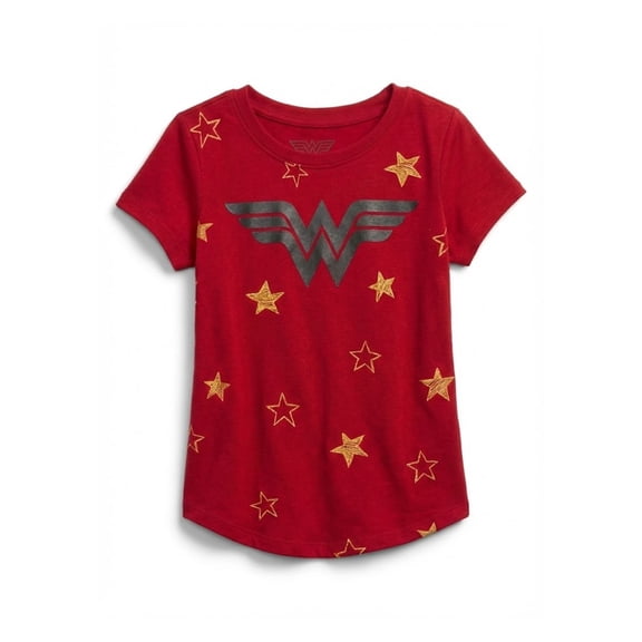 DC Comics Wonder Woman Girls’ Logo Graphic T-Shirt, Short Sleeve, Red, Size 4-16