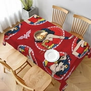 Wonder Woman Tablecloth Chic Table Cloth Novelty Print Table Cover Waterproof for Dinner Kitchen Picnic Party 60x60in