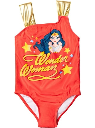 Wonder Woman 110044-6-6x-Size 6 Wonder Woman Girls Patriot Ruffle Bikini  Swimsuit - Size 6-6X 