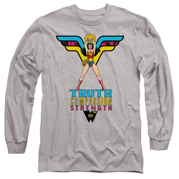 Wonder Woman Truth, Compassion, Strength Unisex Adult Long-Sleeve T Shirt, Truth, Compassion, Strength, 3X-Large