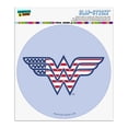 thumbnail image 1 of Wonder Woman USA American Flag Logo Automotive Car Window Locker Circle Bumper Sticker, 1 of 7
